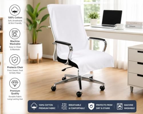 Image of ROMAN HOME Car & Office Chair Towel with 2 Tie Knots| Super Soft 400 GSM (1, White)