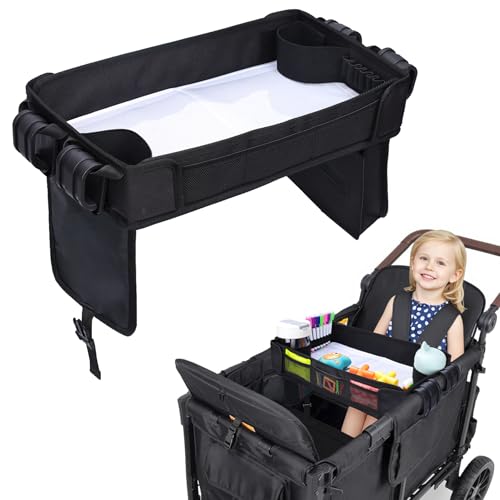 COOLBEBE Stroller Snack Tray for Wonderfold Wagon Upgraded Foldable Kids Snacks & Activities with Drawing Tray Universal Wonderfold Wagon W2 Accessories with Cup Holder & Mesh Pockets (W2 Series)