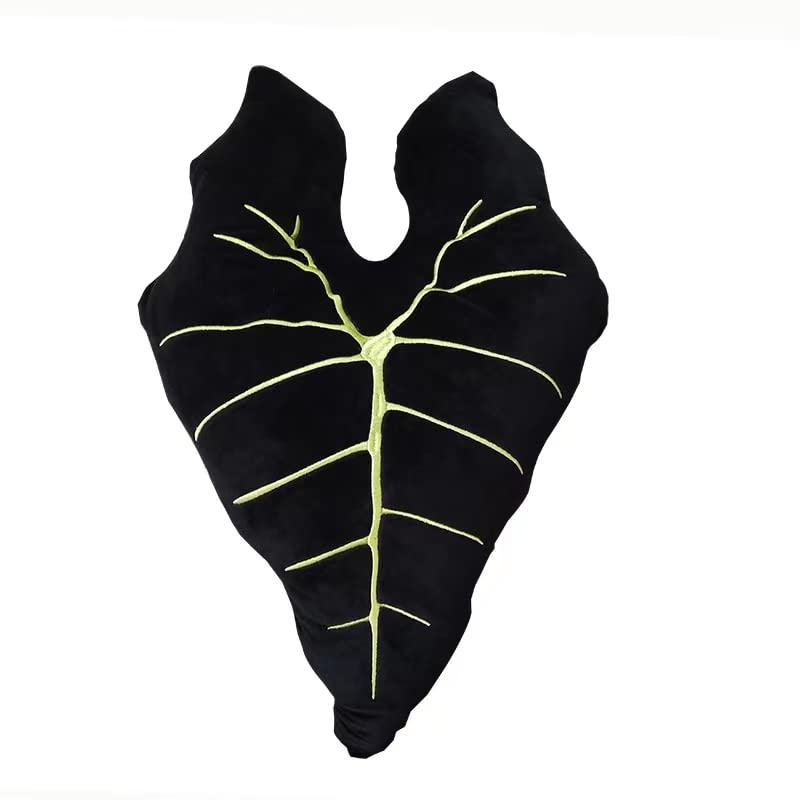 3D Green Leaves Embrace Pillow Garden Wind Plant Back Pillow Turtle Bamboo Leaves Vine Green Velvet New Branch Embrace Pillow Simple Home Soft Decoration (Alocasia Black Velvet)