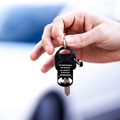 Image of Father Keychain, Batman Keychains for New Dad Step Dad Grandpa Son, Fathers Day Birthday Gift for Daddy from Daughter