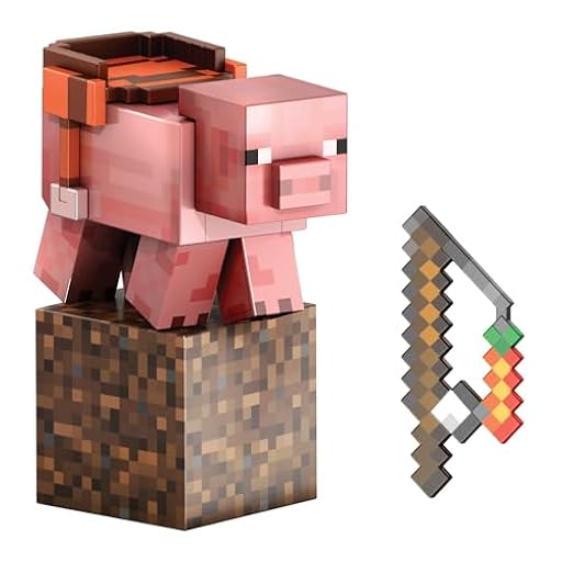 Mattel Minecraft Serie de Diamante Figura de acción de cerdo con 4 accesorios, diseño pixelado con un tamaño de edición coleccionista de 14 cm, HTM04 | Ya disponible en tu tienda friki favorita! En mundofriki.es!