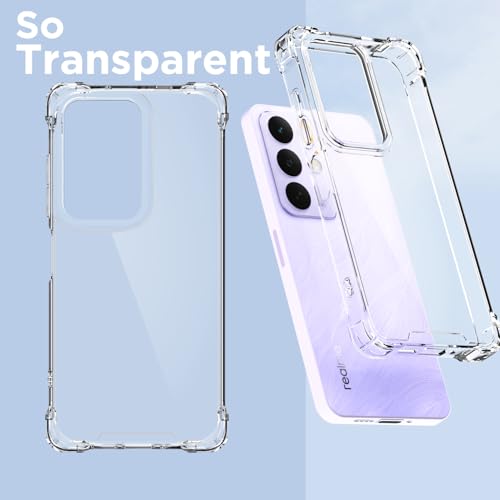 Image of Amazon Basics Back Cover for Realme Narzo 90X 5G / Realme C85 5G / Realme 15X 5G PC + TPU Clear Transparent Raised Edges Shockproof Protective Phone Bumper Case (Transparent)