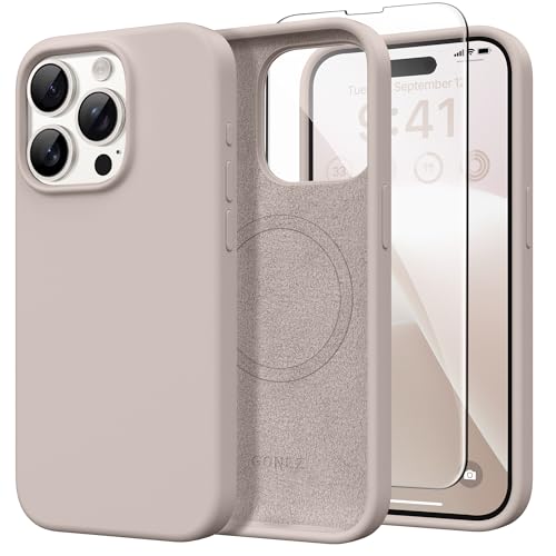 Coque magnétique pour iPhone 15 Pro silicone MagSafe antichoc avec verre