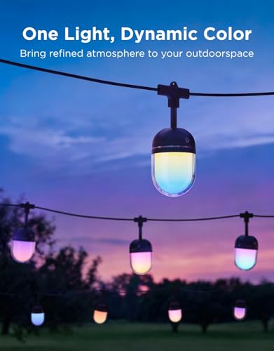 Image of Govee Outdoor Chromatic String Lights, 32.8ft RGBIC Outdoor Lights, 55 RGB LEDs per Bulb, Uni-IC Control, 111+ Scenes for Patio, IP67 Waterproof, Compatible with Alexa, Google, Matter, App Control