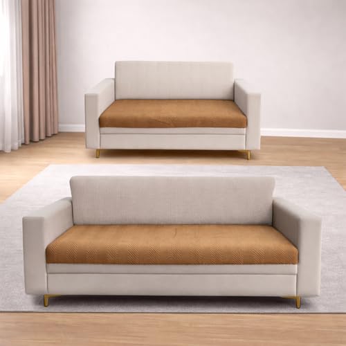 Image of Homerz Premium Velvet Sofa Cover Panel | Soft & Velvety Fabric | Rich Vibrant Colours | Sofa Protector for Living Room (Mustard, 5 (3+2) Seater, Only Seat Cover)