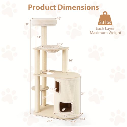 Árbol para gato moderno alto 60 pulgadas miniatura 4