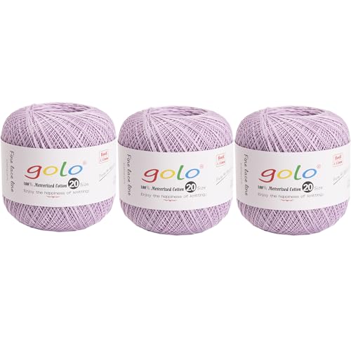 golo 3 Balls Crochet Thread Size 20 Embroidery Thread Crochet Yarn for Hand 672