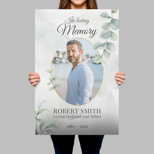 Image of Personalized in Loving Memory Funeral Sign with Photo - Custom Celebration of Life Sign - Celebration of Life Decorations