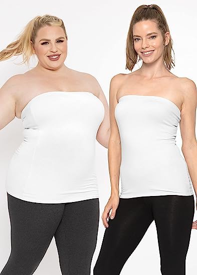 Image of Women's /Girl's Strapless Stretchable Long Bandeau Tube Top Camisole Free Size