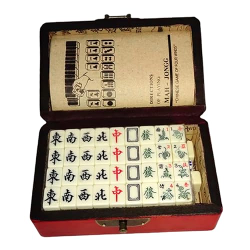 Mini Mahjong Set portable con fichas y dados miniatura 1