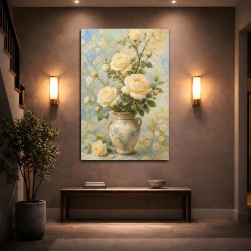 Tableau canvas roses crème 80x120 | Impression d'art grand format