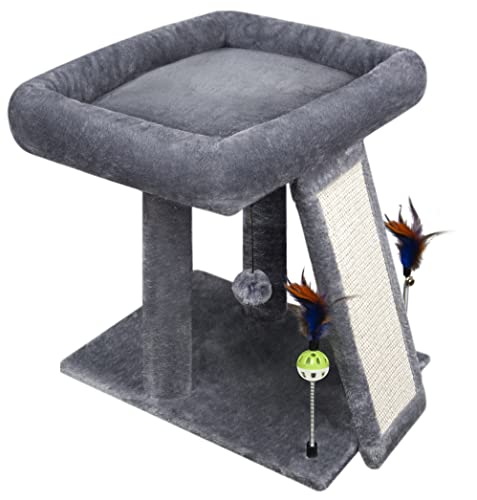 Tinwei Cat Tree With Cat Condo Scratch Post Hammock Hanging Ball #TOP6