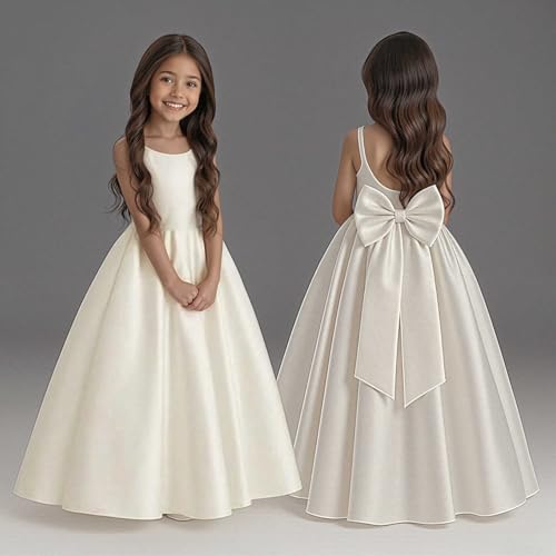 A-Line Princess Floor Length Backless Flower Girl Dress Formal Ball Gown for Pageant Birthday Party Wedding4