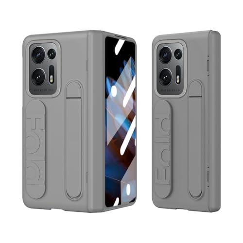 Coque Oppo Find N2 gris avec support et protection écran
