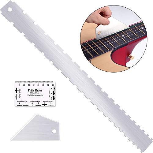 Set of 3, Notched Straight Edge Guitar Luthiers Tool, String Action Ruler Gauge