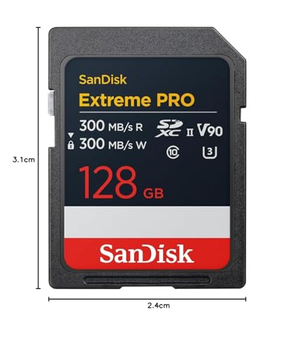 Image of SanDisk Extreme PRO 128GB SDXC Memory Card, 300MB /s Read & Write speeds, 8K, V90, UHS-II