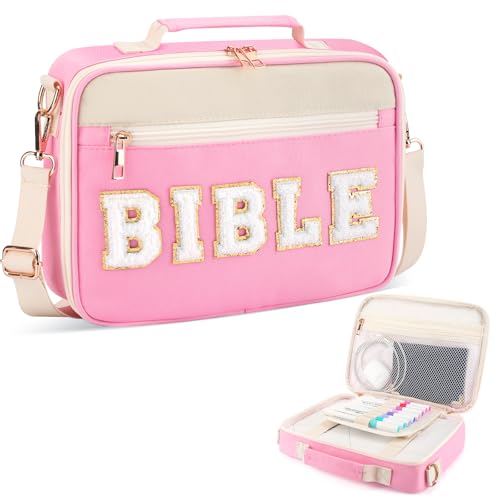 Housse de bible pour femme rose avec bandoulière réglable sac imperméable