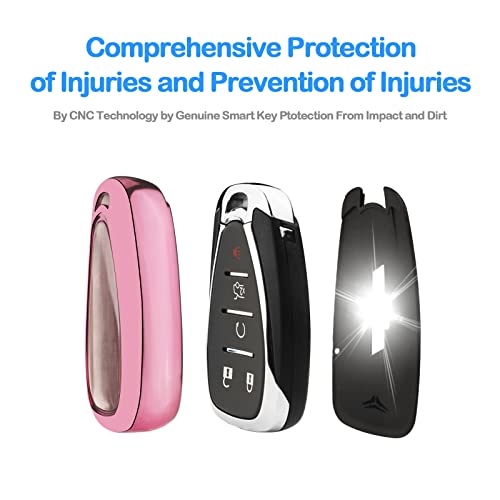 Xiyang Trade For Chevy Key Fob Cover With Keychain,Soft Tpu Full Protector Key Shell Case For Chevrolet Malibu Camaro Equinox Blazertraverse Cruze Sonic Volt Spark Bolt Trax 3 4 5 Button Holder-Pink #TOP2