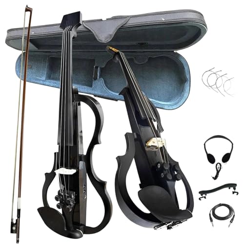 Violon électronique noir en fibre de carbone SilentCartridge avec son étui et archet