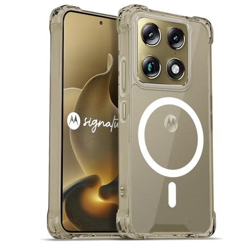 Image of AESTMO Clear Back Cover for Motorola Moto Signature 5G | 360 Protection | Transparent Back Cover for Motorola Moto Signature 5G (PC + TPU, Compatible with MagSafe Accessories, Transparent Bumper)