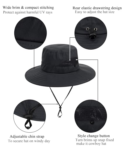 Image of Outdoor Mesh Sun Hat Wide Brim UV Sun Protection Boonie Hat Fishing Hiking Hat