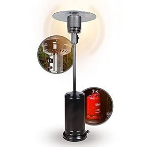 APANA 14 kW Gas Heizpilz Bellamente ONE – Terrassenheizer mit Abschaltautomatik, Umkippsicherung, Gasheizstrahler für außen, Schwarz, Outdoor Heizstrahler, Transportrollen Balkon Garten