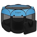 Picture of Love's cabin Pet Puppy Dog Playpen, Small Dog Tent Crates Cage Indoor/Outdoor, Portable Playpen for Cat, Foldable Pop Up Dog Kennel Playpen with Carring Case, Removable Zipper Top, Blue