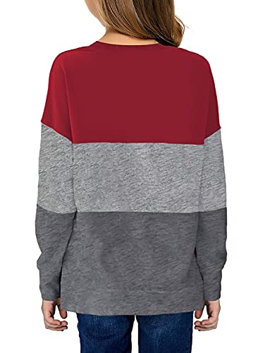 Image of SELINK Girls Big Kids Long Sleeve Striped Color Block Pocket Tees