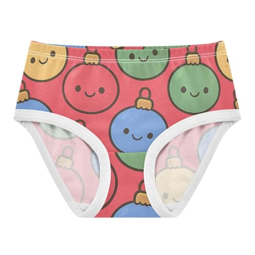 Girls' Cotton Briefs Organic Underwear for Kid Christmas Ornaments Pattern
