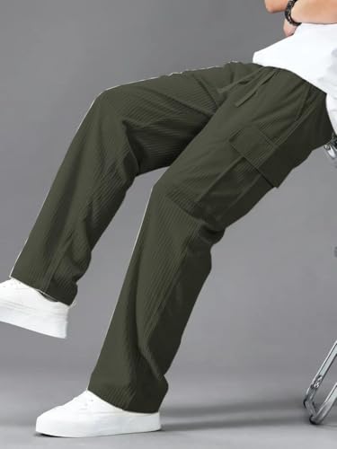 Image of Cargo Joggers for Men - Cotton Loose Fit Utility Pants with 6 Pockets | Durable Outdoor & Hiking Trousers
