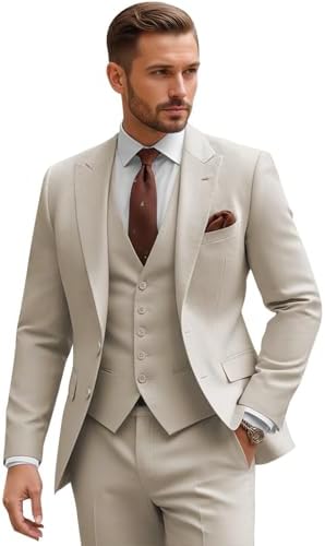3 Piece Suit for Men Slim Fit Men's Suit Wedding Suits Single Bre...
