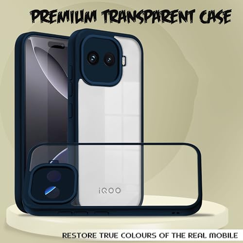 Image of V-TAN Back Cover for IQOO 15R 5G | TPU | Transparent Crystal Clear Case Compatible with IQOO 15R | Slim Fit, Camera Protective Shockproof Mobile Cover Design (Blue)