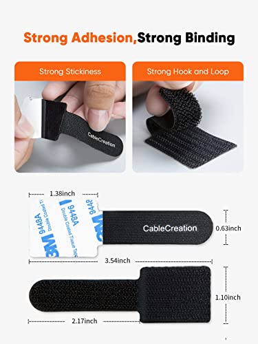 Image of CableCreation Cable Ties 5Pack,Strong Back-Glue Self Adhesive Cable Straps,Cable Management Straps Hook Loop Cord Organizer Wire Ties for Office /Home /Kitchen /Workshop (Black)