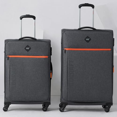 Image of Wildcraft Unisex Fabric Dalis WC 13221 Hybrid Double Spinner Suitcase Travel Bag, Dk Grey, Cabin, 59 Cm