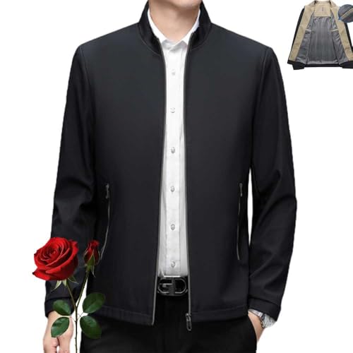 Aviation Men's Standing Collar Zipper Casual Jacket, Spring Business Casual Jacket Men Windbreaker Coat with Pocket - Main Image