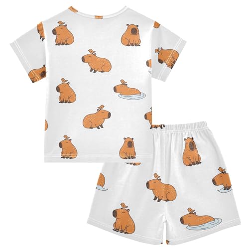 Pajama Short Sets Cute Animals with Birds Soft Cotton Summer Sleepwear 2 Piece PJS Size 5-14T2