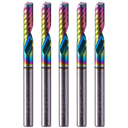 Image of BestParts High Performance 5Pcs Solid Carbide 1 Flute End Mill, DLC(Ta-C) Coated, Single Flute, 1 /8 inch Cutting Diameter, 1 /8 inch Shank Diameter, 2 /5 inch Length of Cut, 1-1 /2 inch Overall Length
