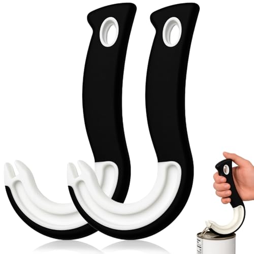 2-Pack Hook-shaped Can Opener, Easy-Grip Ring Pull Can Opener for Soda, Fruit Cans, Food Cans & Tins for Kitchen Use