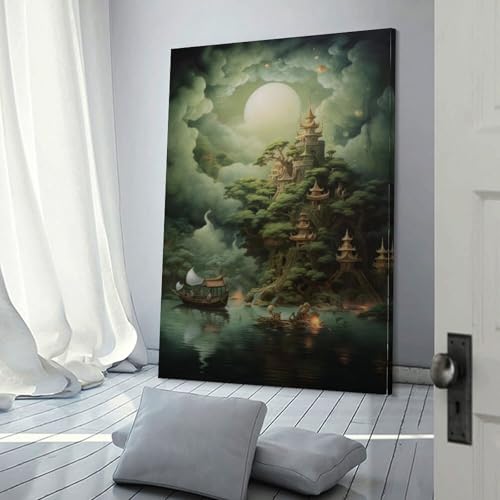 Peinture sur Toile Paysage Fantastique POLIUAWS Décoration Murale Moderne Maison 30x45cm