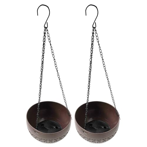 Cesta colgante para plantas con agujeros de drenaje y cadena extraíble, maceta de plástico con aspecto de ladrillo antiguo para uso en interiores y exteriores, paquete de 2 en múltiples opciones de