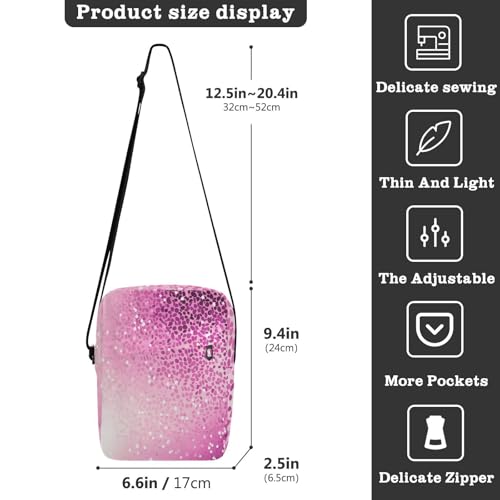 messenger bag for men Shoulder Bag For Woman Cross Over Purse Adjustable Strap for School School- Gradient Glitter Decoration Sequins Purple3