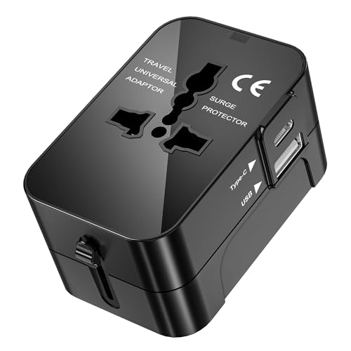 Adaptador Enchufe Universal, Internacional Adaptador de Viaje con USB y USB C, Adaptador Universal Enchufe Viaje Cargador Universal Travel Adapter para EU, Reino Unido, Americano, Canadá, Australia