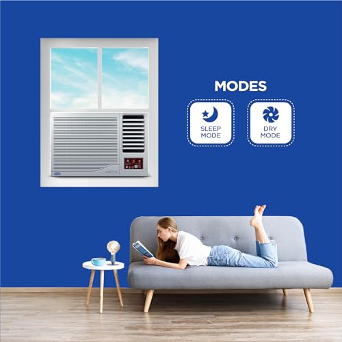 Image of Carrier 1 Ton 3 Star Fixed Speed Window AC(Copper,High Density Filter for Dust Filtration, 2Way Air Directional Control, Estra EX -CAW12SC3R34F0,White)