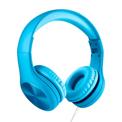 New! LilGadgets Connect+ PRO Kids Premium Volume Limited Wired Headphones with SharePort and Inline Microphone for Children (Blue)