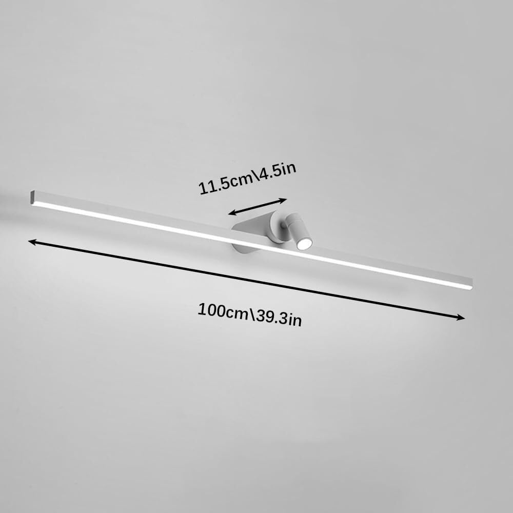 Nowoczesna lampa ścienna LED z lustrem i regulowanymi reflektorami, do sypialni, salonu, jadalni, biura, korytarza i schodów