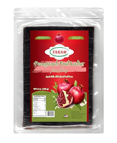 Takam Lavashak Pomegranate Fruit Leather Authentic Persian Style Sour and Salty Fruit Layer 6 OZ - 168g