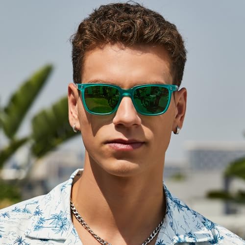 Image of CARFIA Retro Acetate Polarized Sunglasses for Men UV400 Protection Driving Outdoor Anti-Glare Sun Glasses CA5354WS