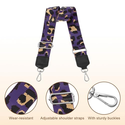 Image of uxcell Wide Shoulder Strap, 5cm Adjustable Purse Strap Replacement Crossbody Strap for Shoulder Bag Wallets, Purple, Silver Square Mouth Buckle
