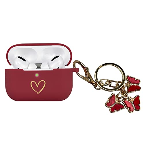 AIIEKZ-Compatible-with-AirPods-Pro-Case-Cover-Soft-Silicone-Case-with-Gold-Heart-Pattern-for-AirPod-Pro-Case-with-Cute-Butterfly-Keychain-for-Girls-Women