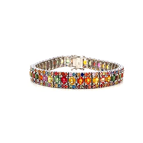 Multi Sapphire Bracelet For Women/Girls In .925 Sterling Silver Birthstone Bracelets, Gift For Mom/Girlfriend/, Birthday Gifts #TOP8